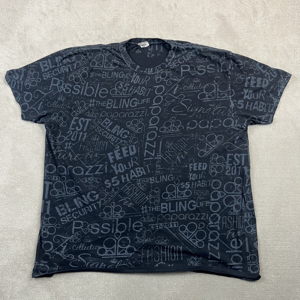Gildan Paparazzi Accessories T Shirt Mens 3XL Black All Over Print Feed $5 Habit